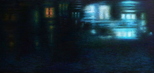 Alsterflusslauf nr.II, 42 x 89 cm, Oel auf Leinwand, 2011